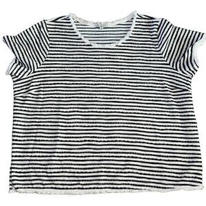 Green Envelope Ladies Size 3X Blue & White Stripes short Sleeves